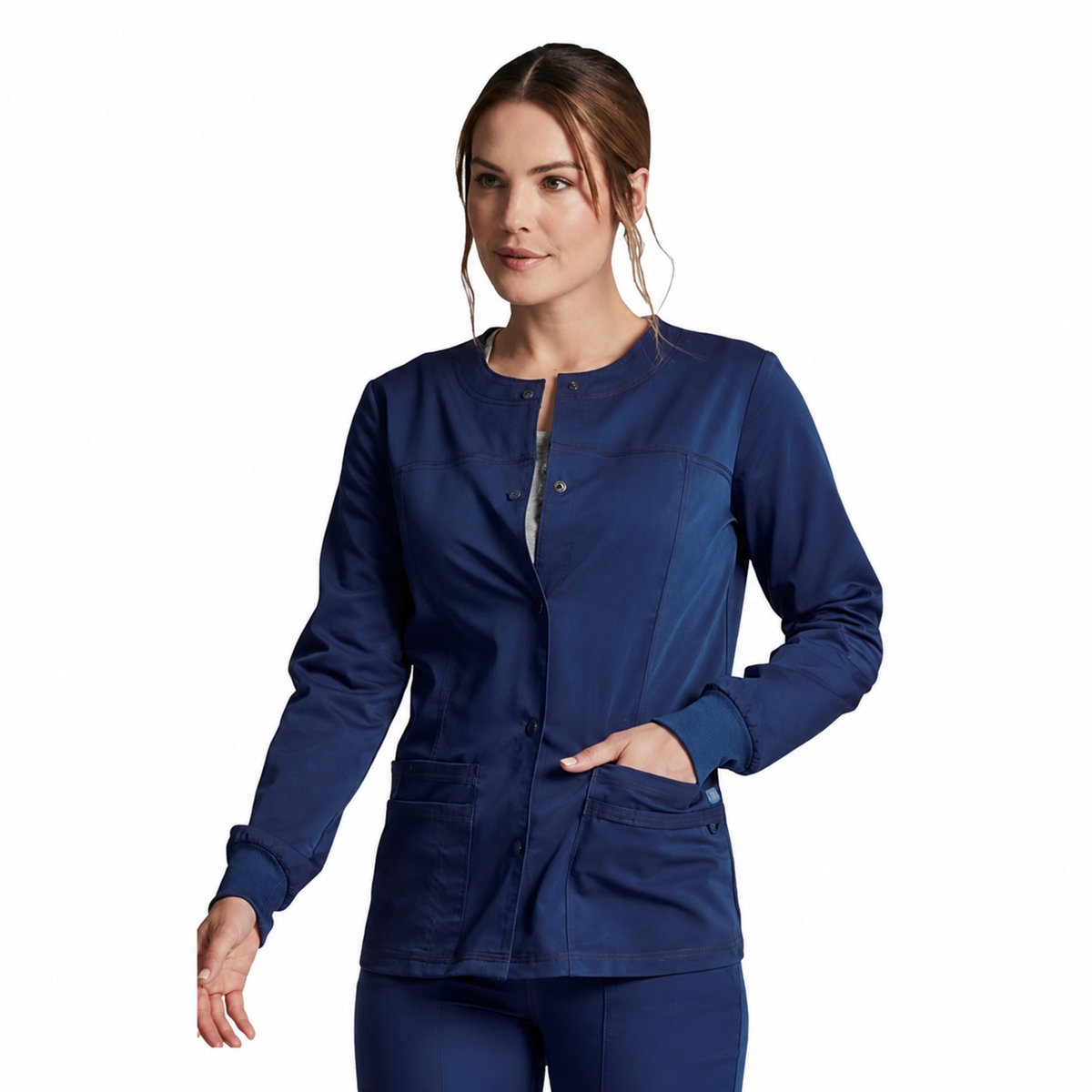 Chamarra médica Dickies DK380 para mujer Azul Marino, vista frontal | color:azul-marino