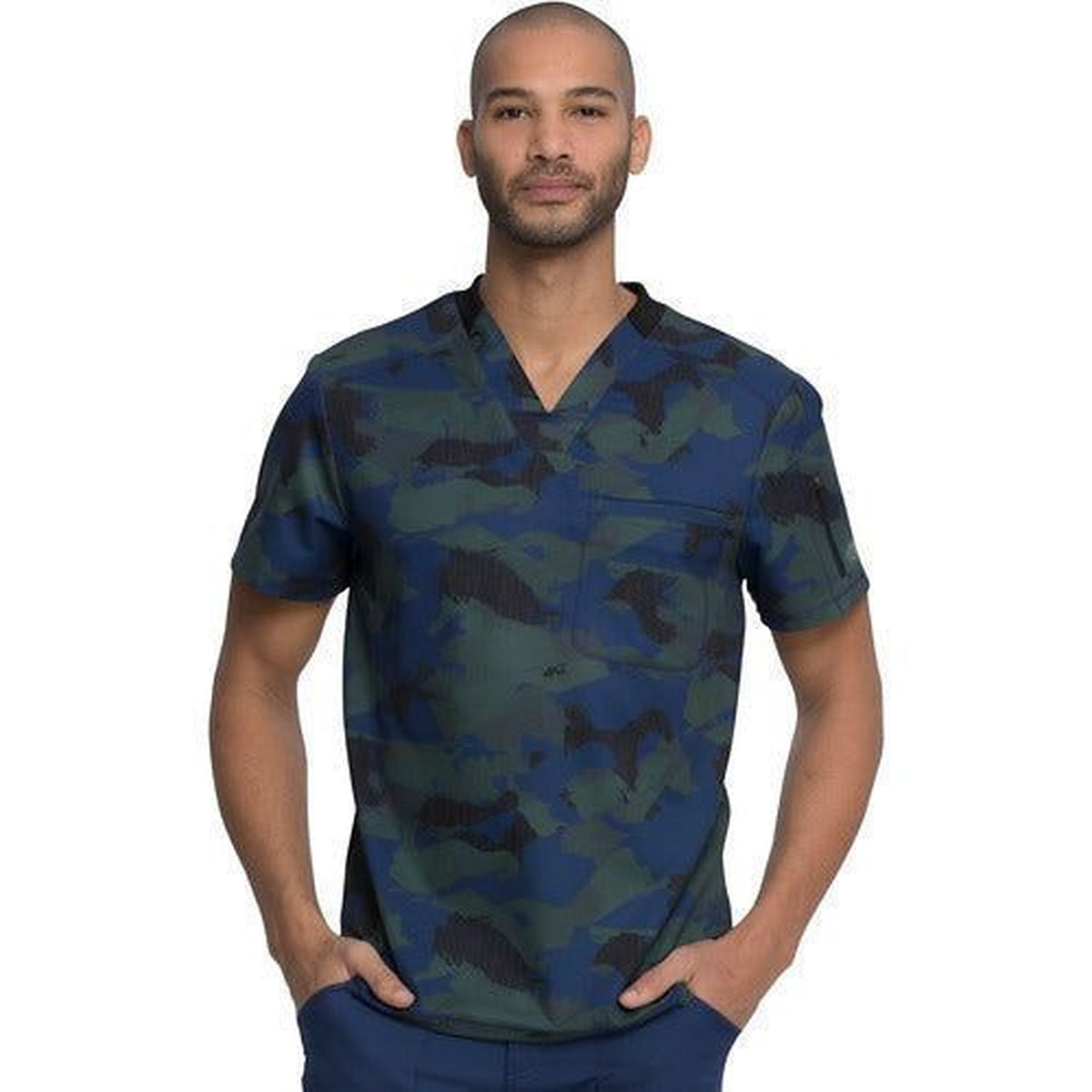 Filipina médica estampada Dickies DK611 para hombre Camuflaje Azul Marino, vista frontal | color:camuflaje-azul-marino