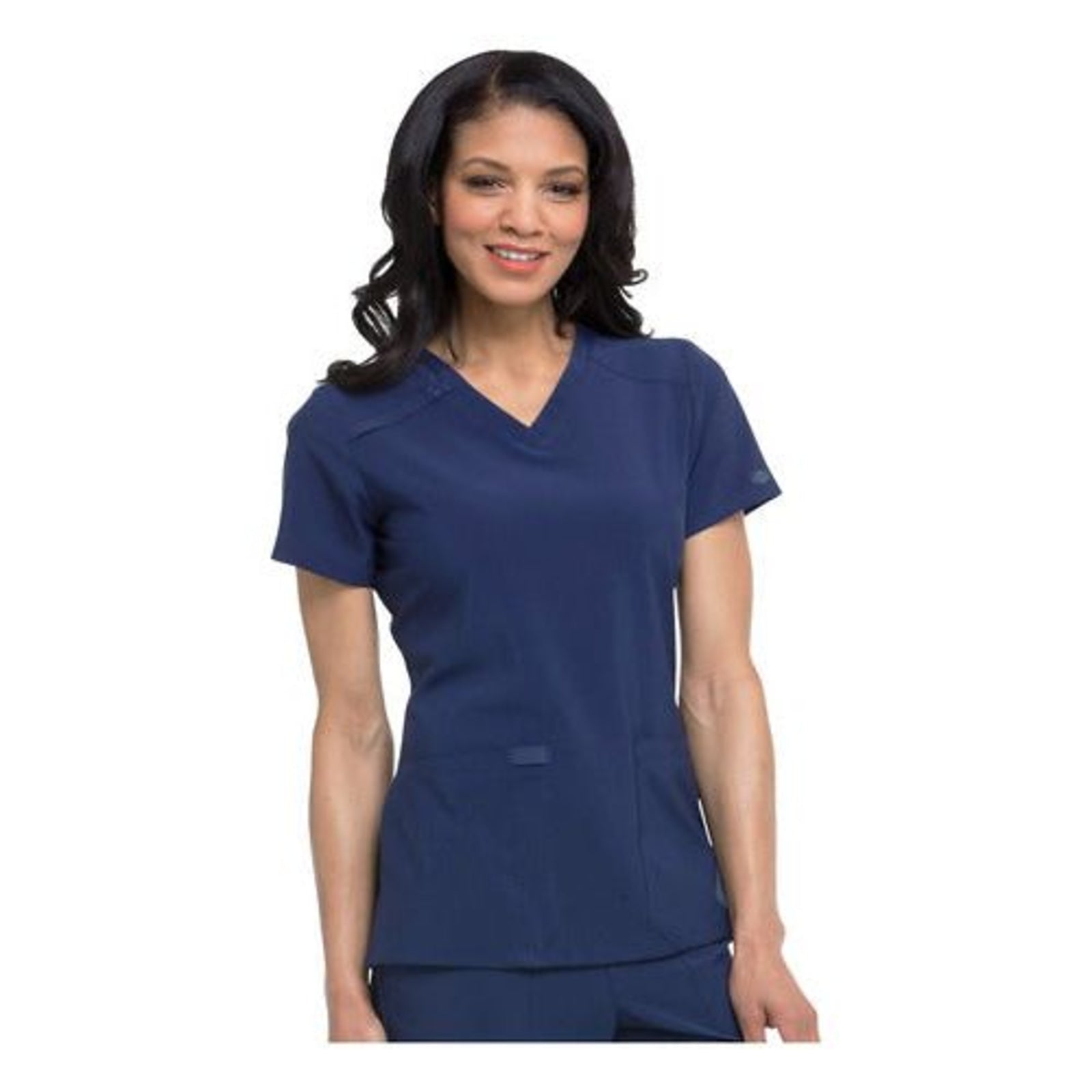Filipina médica Dickies DK615 para mujer Azul Marino, vista frontal con modelo sonriente | color:azul-marino