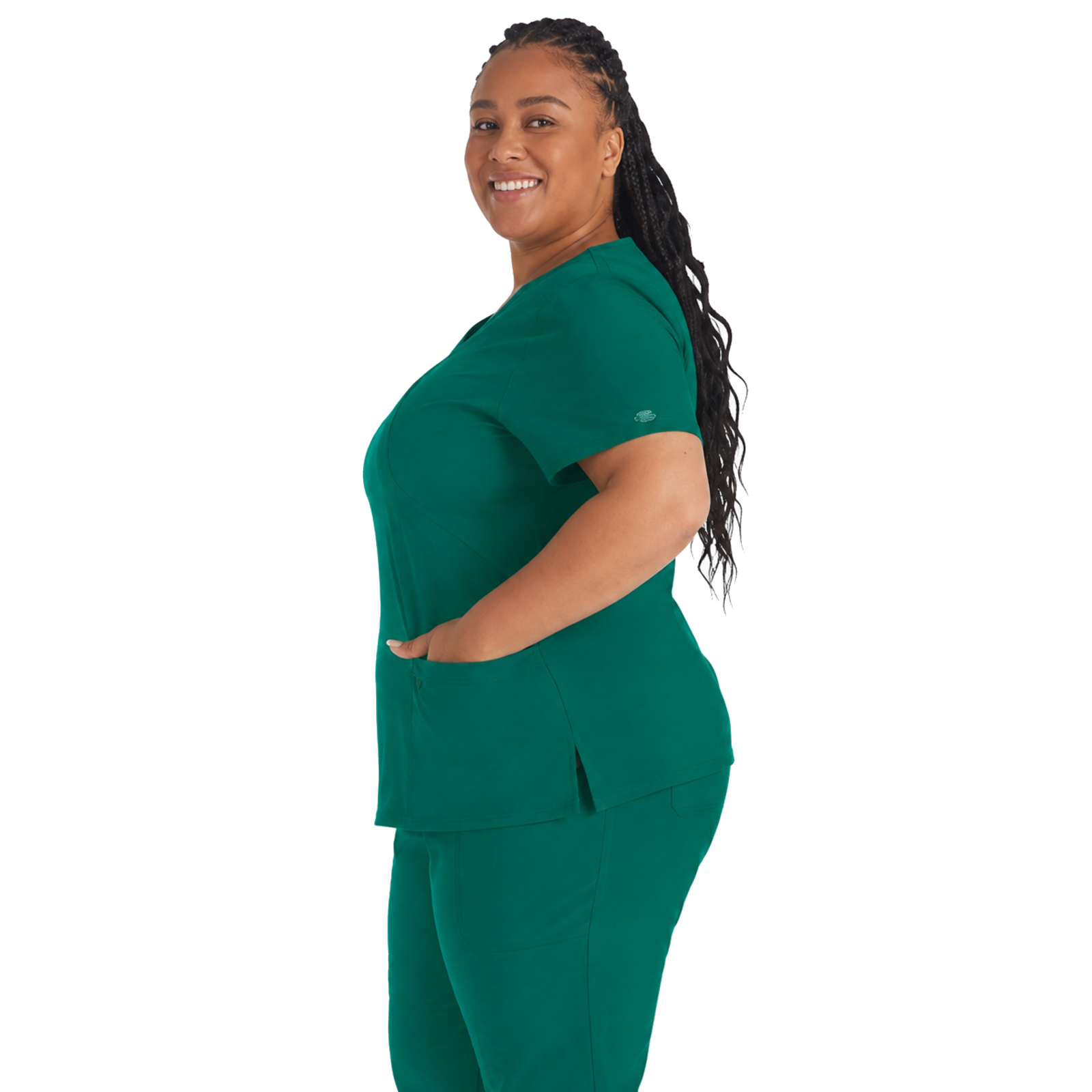 Filipina médica Dickies DK625 para mujer talla extra Hunter, vista lateral | color:hunter