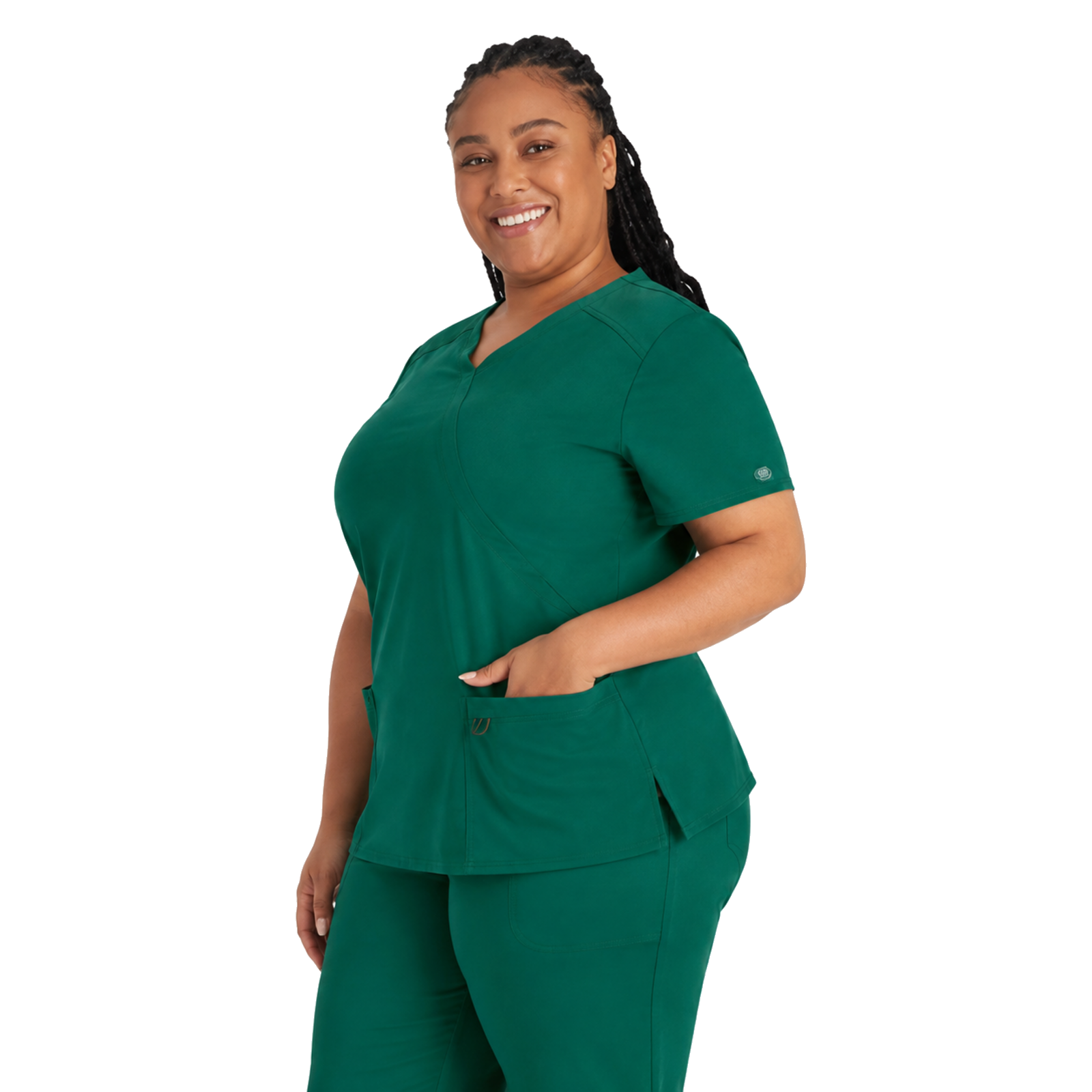 Filipina médica Dickies DK625 para mujer talla extra Hunter, vista tres cuartos | color:hunter