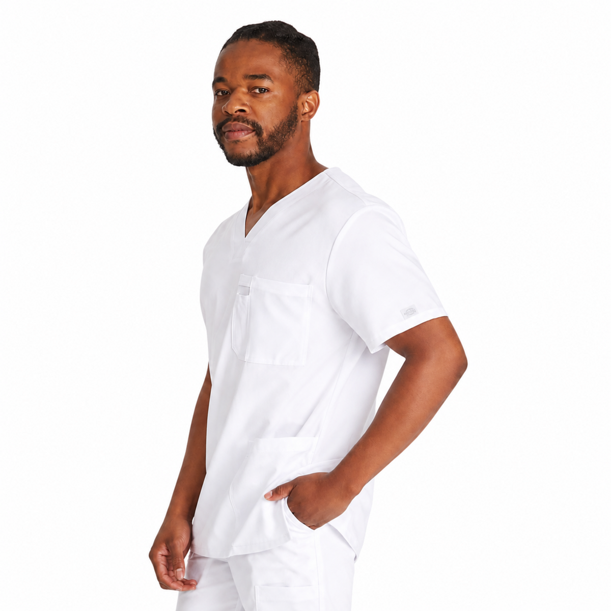 Dickies DK645 filipina quirúrgica para hombre color Blanco, vista tres cuartos | color:blanco