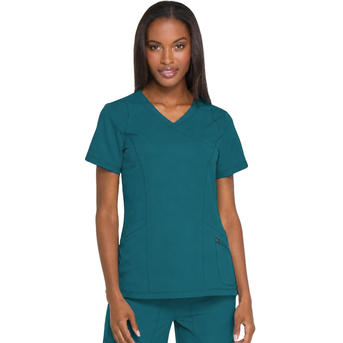 Dickies DK660 filipina quirúrgica Dynamix para mujer color Azul Caribe, vista frontal | color:azul-caribe