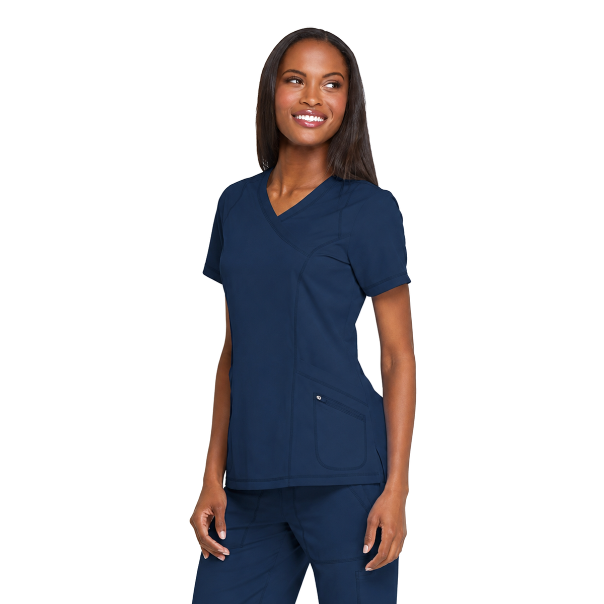 Dickies DK660 filipina quirúrgica Dynamix para mujer color Azul Marino, vista tres cuartos derecha | color:azul-marino