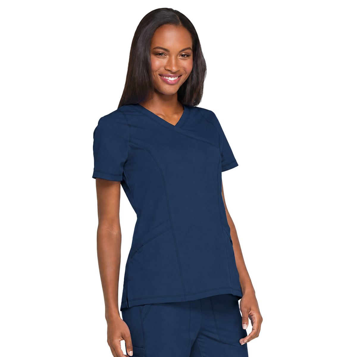 Dickies DK660 filipina quirúrgica Dynamix para mujer color Azul Marino, vista tres cuartos izquierda | color:azul-marino