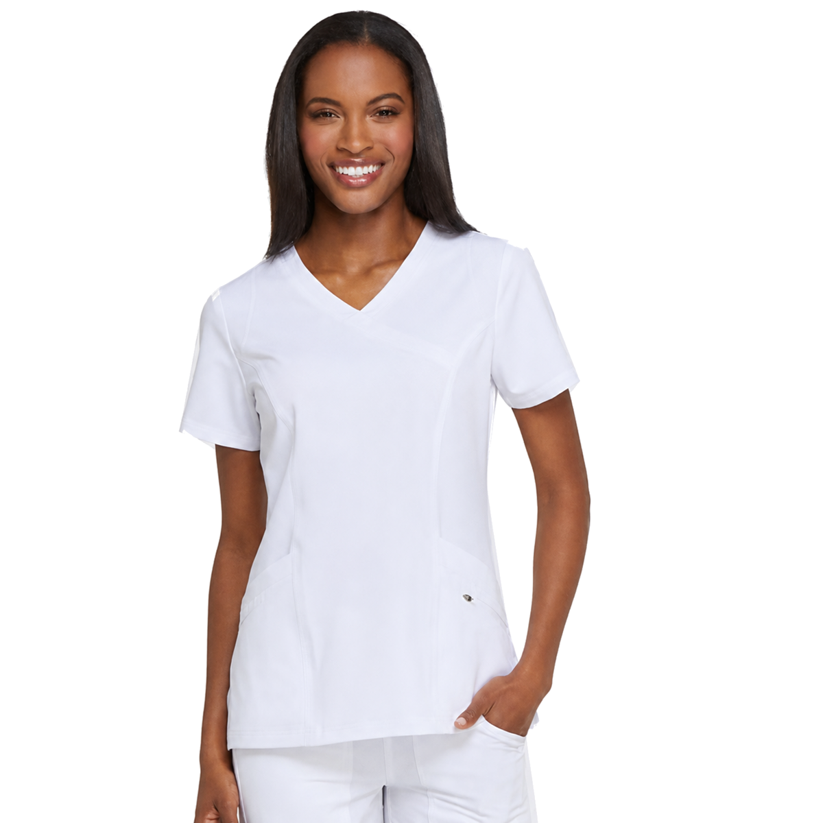 Dickies DK660 filipina quirúrgica Dynamix para mujer color Blanco, vista frontal | color:blanco