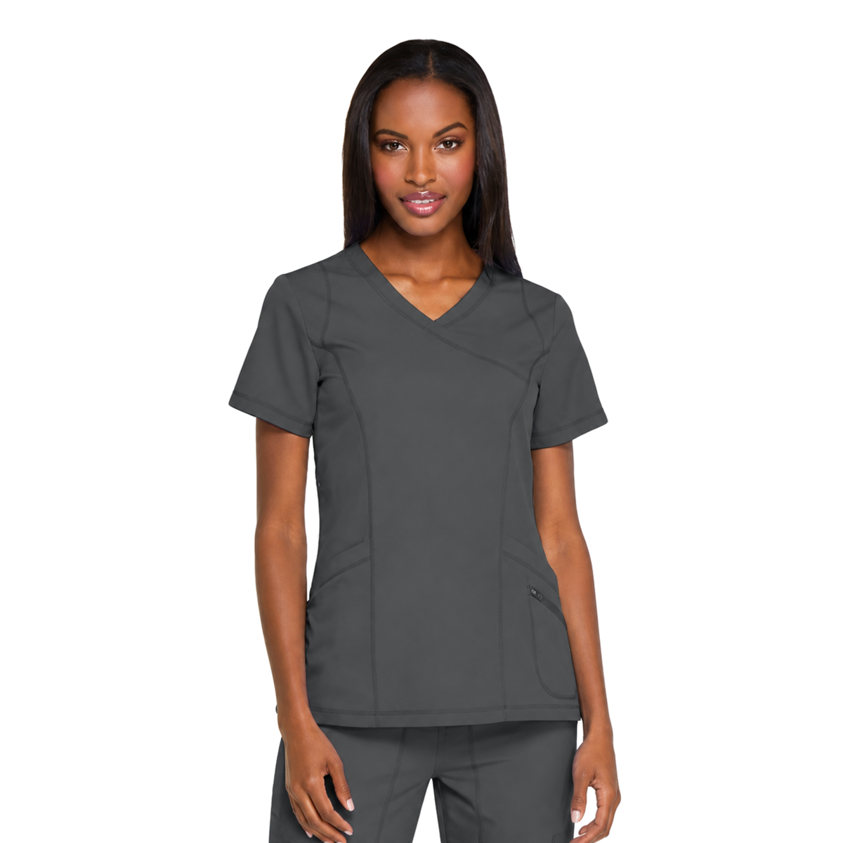 Dickies DK660 filipina quirúrgica Dynamix para mujer color Gris Oxford, vista frontal | color:gris-oxford