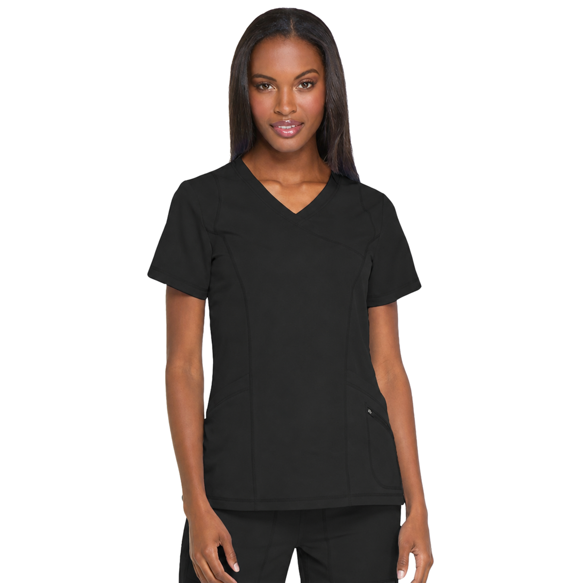 Dickies DK660 filipina quirúrgica Dynamix para mujer color Negro, vista frontal | color:negro
