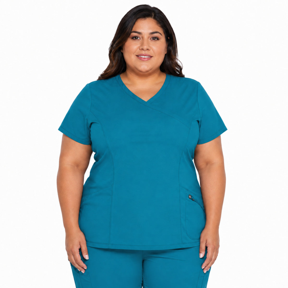 Dickies DK660 filipina quirúrgica Dynamix mujer talla extra color Azul Caribe, vista frontal | color:azul-caribe