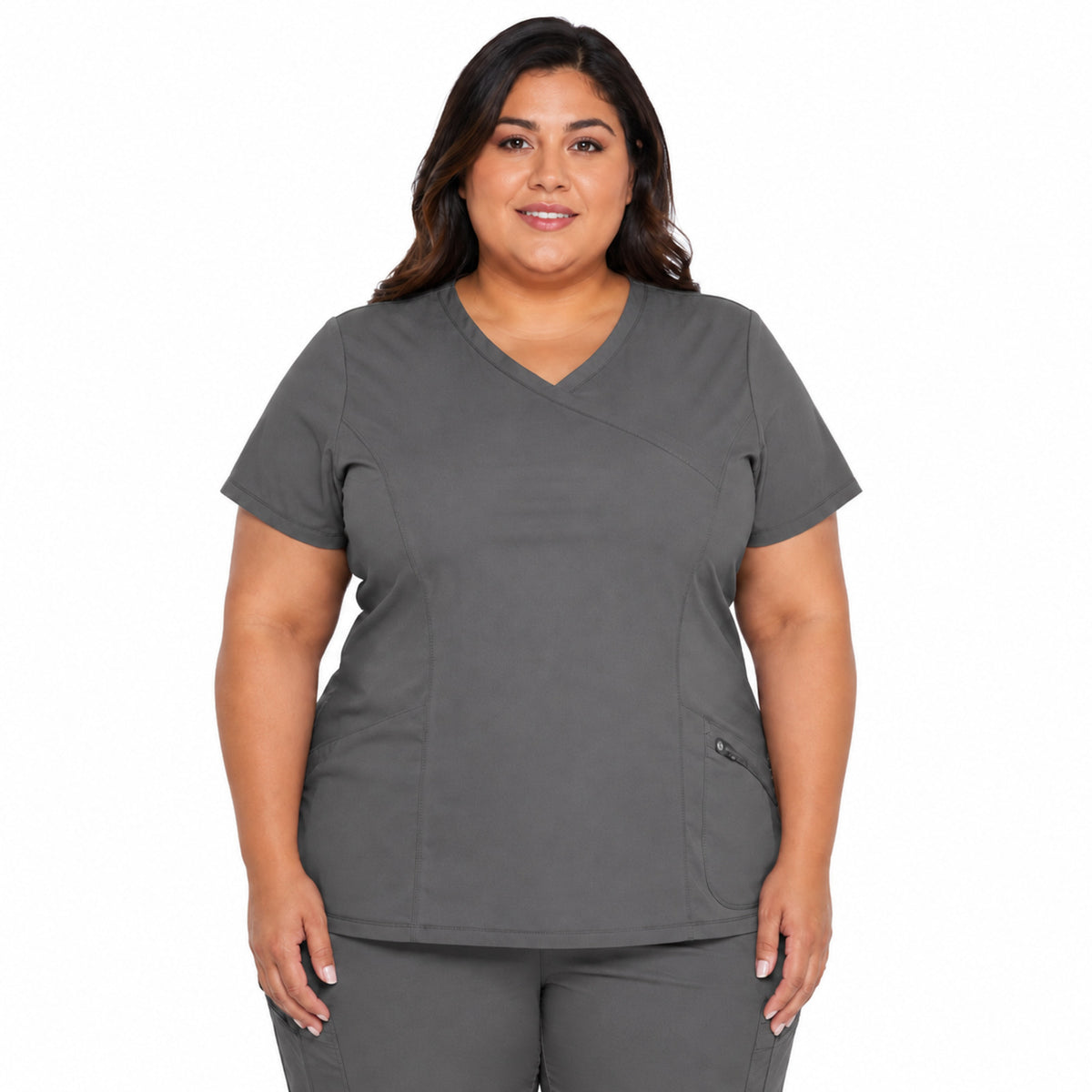 Dickies DK660 filipina quirúrgica Dynamix mujer talla extra color Gris Oxford, vista frontal | color:gris-oxford