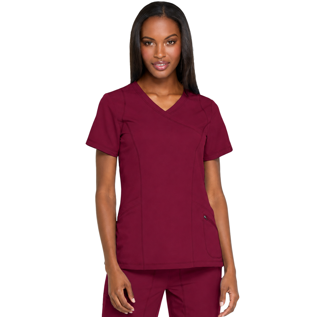 Dickies DK660 filipina quirúrgica Dynamix para mujer color Vino, vista frontal | color:vino