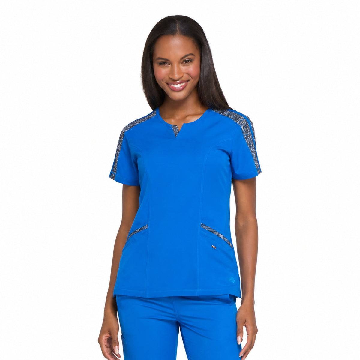 Dickies DK665 filipina quirúrgica Dynamix para mujer color Azul Rey, vista frontal | color:azul-rey