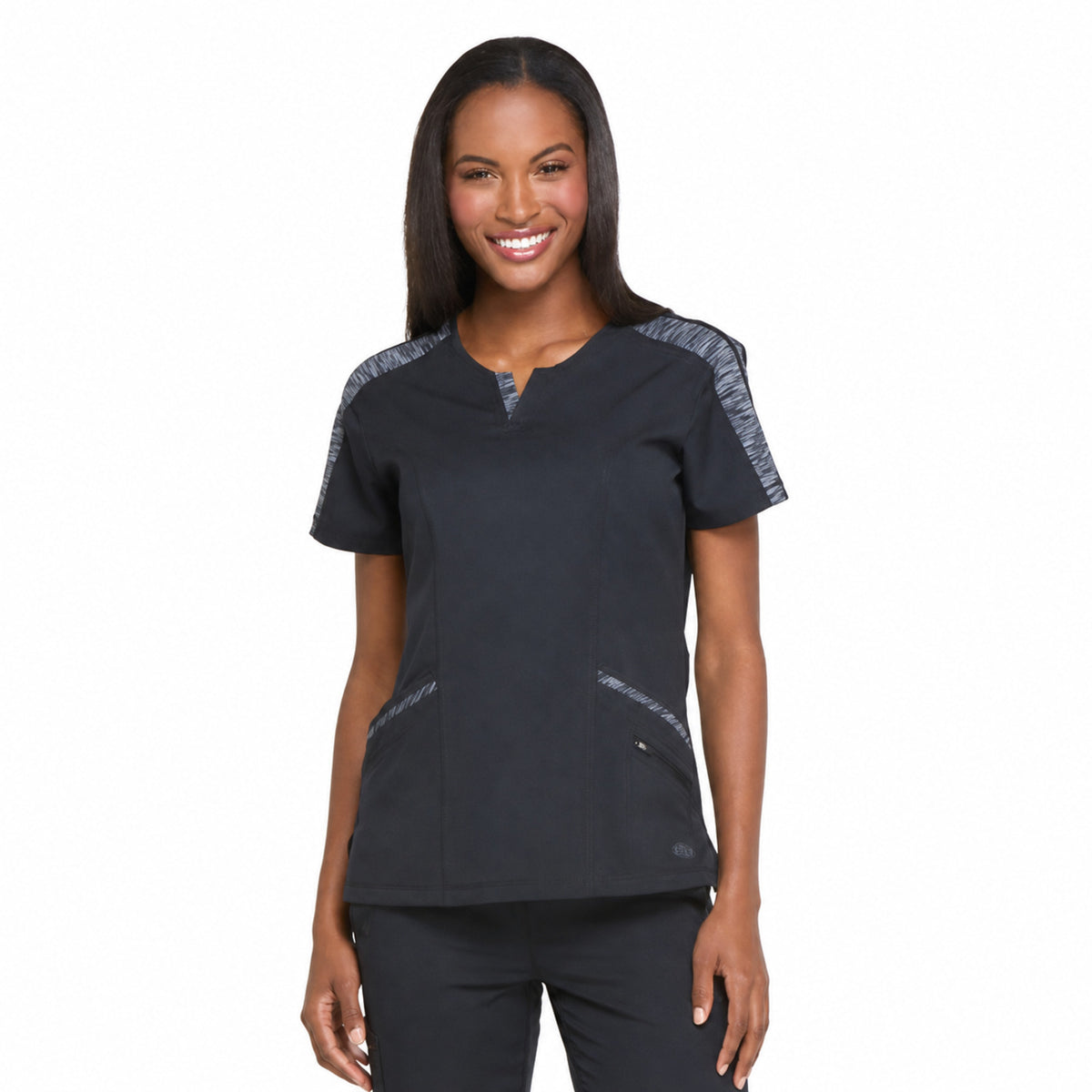 Dickies DK665 filipina quirúrgica Dynamix para mujer color Negro, vista frontal | color:negro