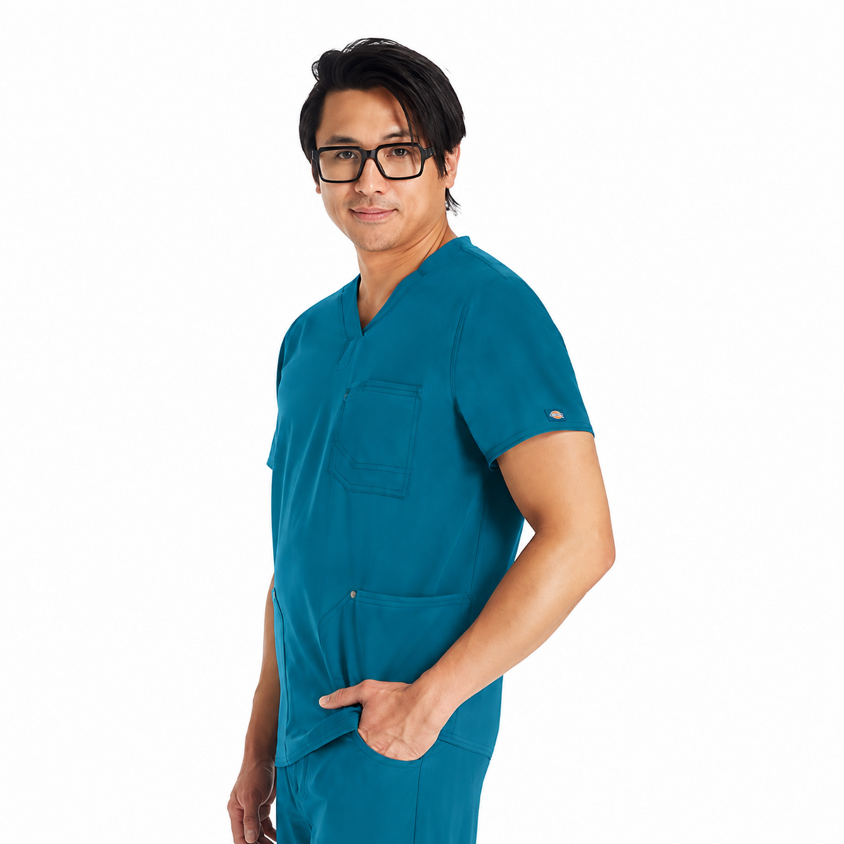 Filipina quirúrgica Dickies DK677 para hombre Azul Caribe, vista tres cuartos | color:azul-caribe
