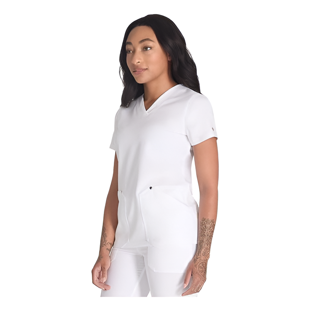 Filipina quirúrgica Dickies DK678 para mujer Blanca, vista de perfil