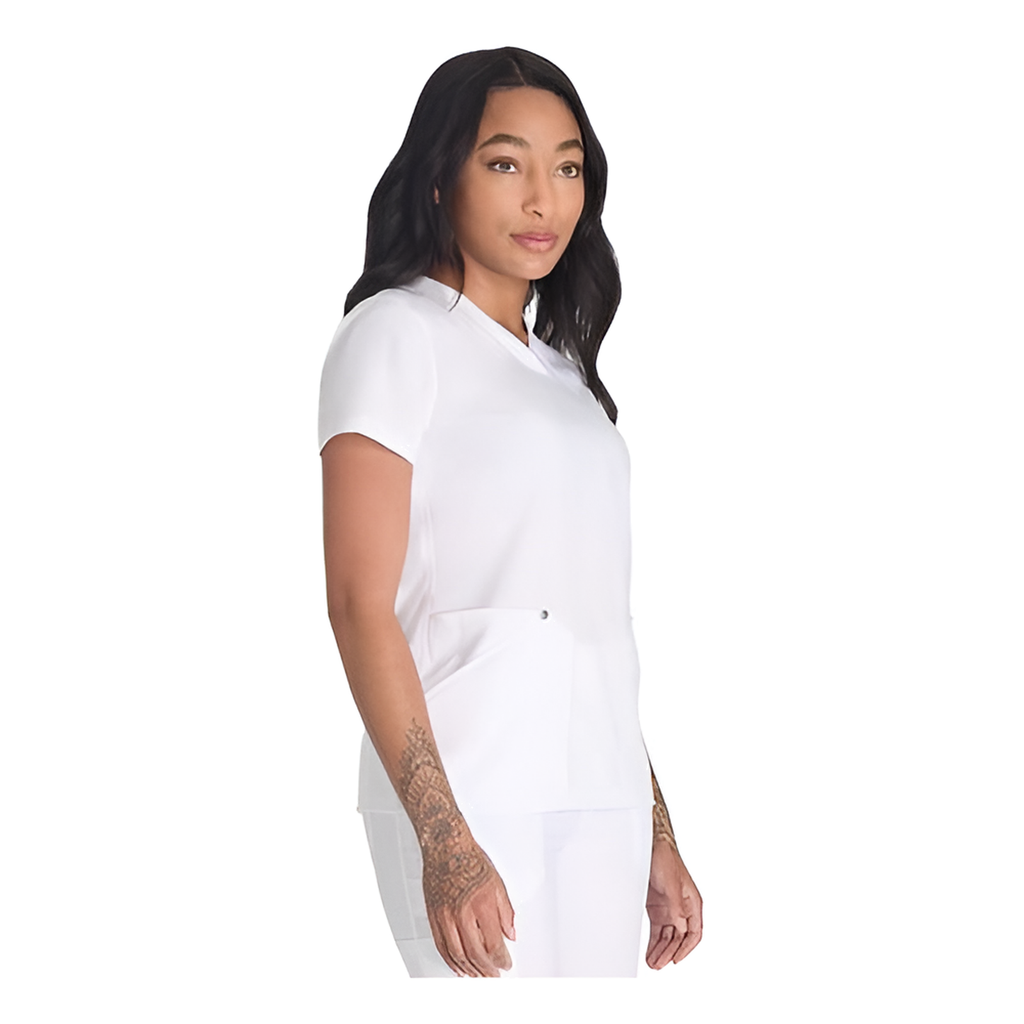 Filipina quirúrgica Dickies DK678 para mujer Blanca, vista tres cuartos