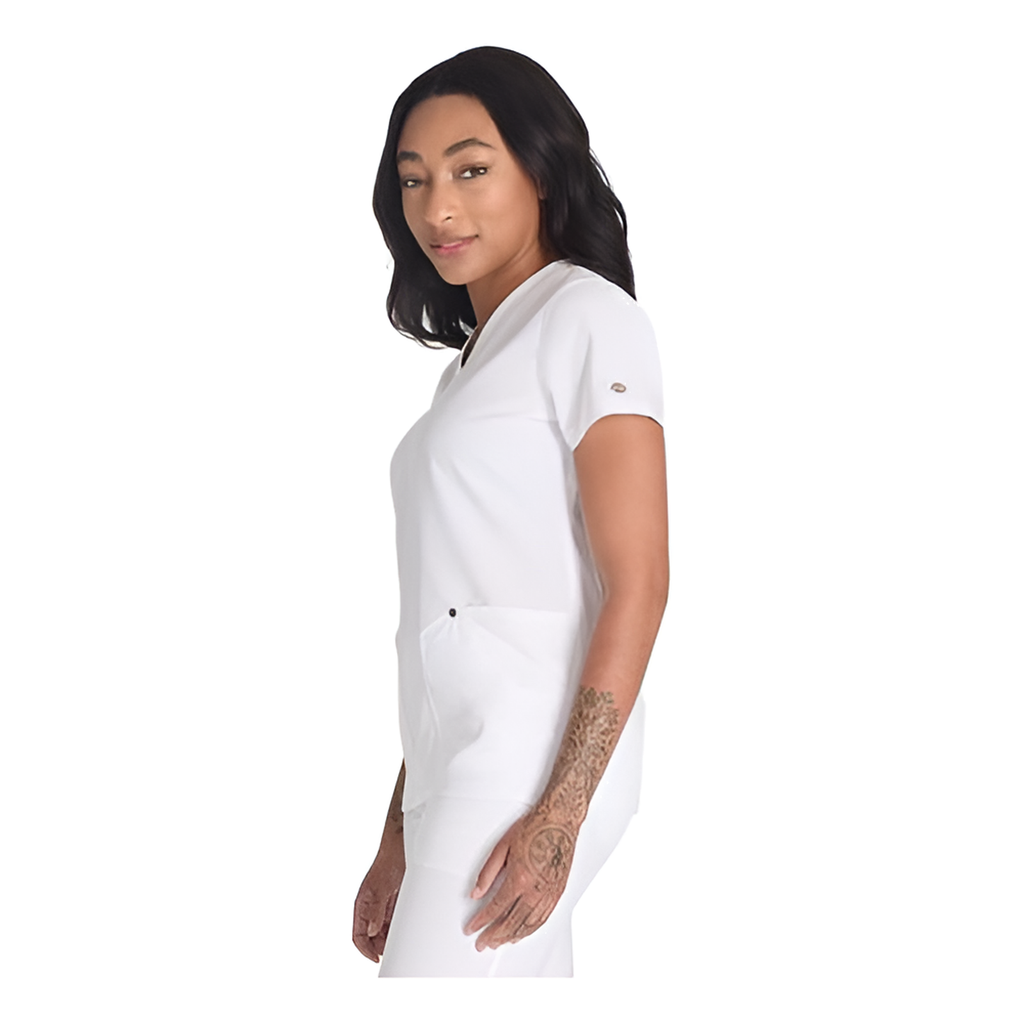 Filipina quirúrgica Dickies DK678 para mujer Blanca, vista tres cuartos