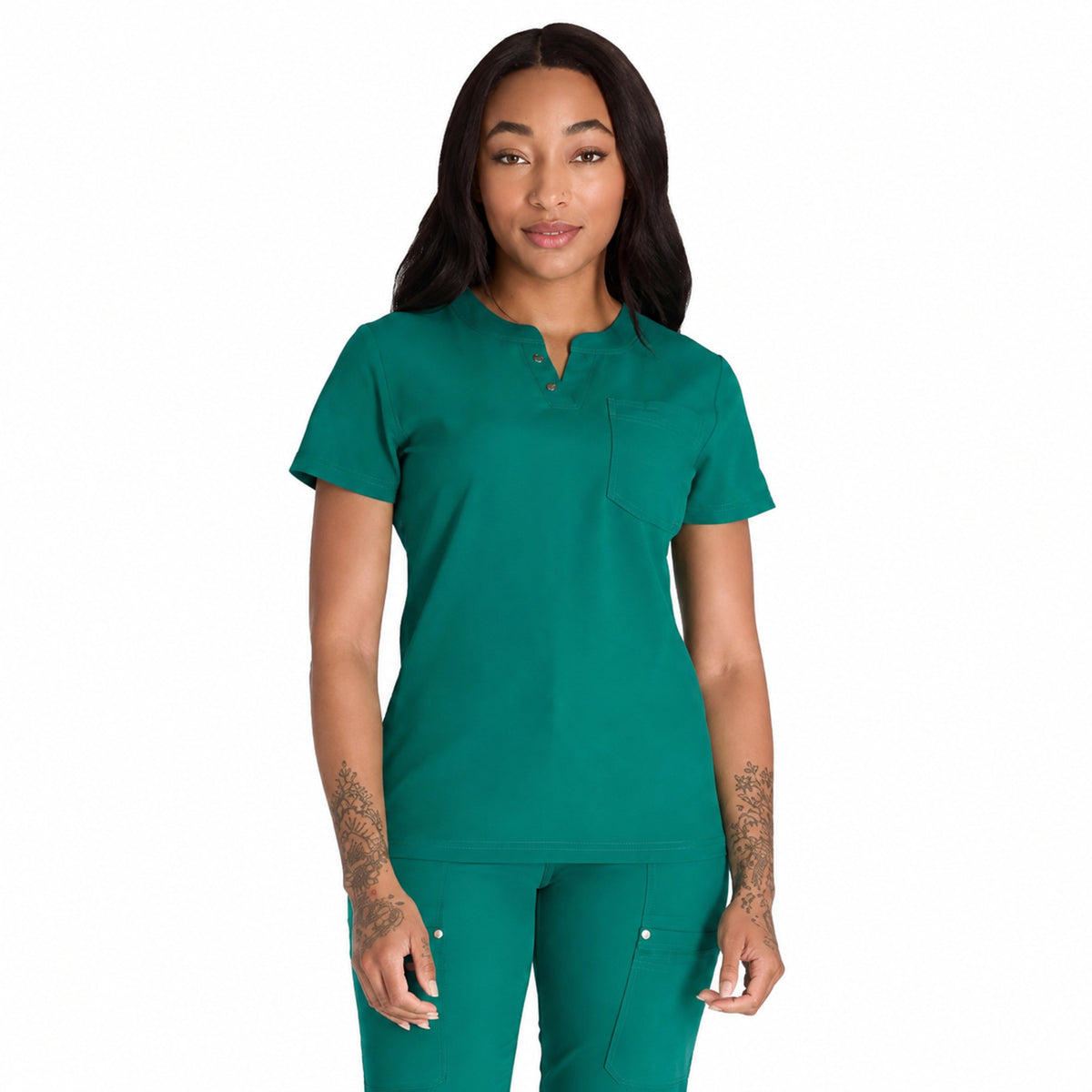 Dickies DK681 filipina quirúrgica para mujer color Hunter, vista frontal | color:hunter