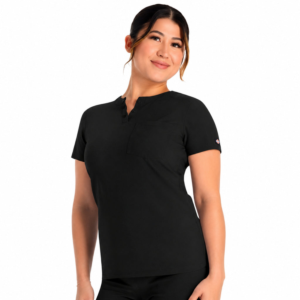 Dickies DK681 filipina quirúrgica para mujer color negro, vista frontal