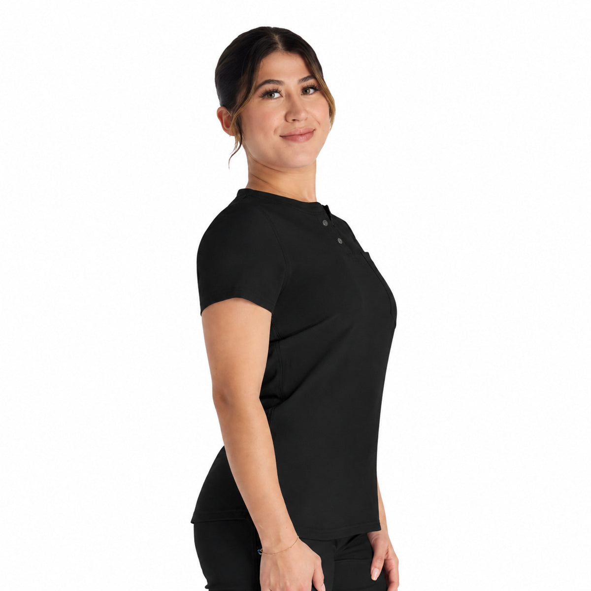 Dickies DK681 filipina quirúrgica para mujer color negro, vista tres cuartos | color:negra