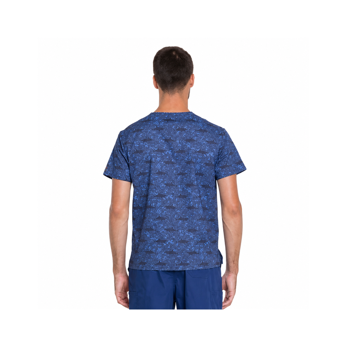 Filipina quirúrgica estampada Dickies DK725 para hombre Shark Week, vista posterior | color:shark-week