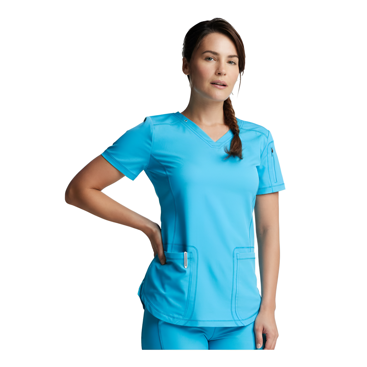 Filipina quirúrgica Dickies Dynamix DK730 Pool, vista tres cuartos | color:pool