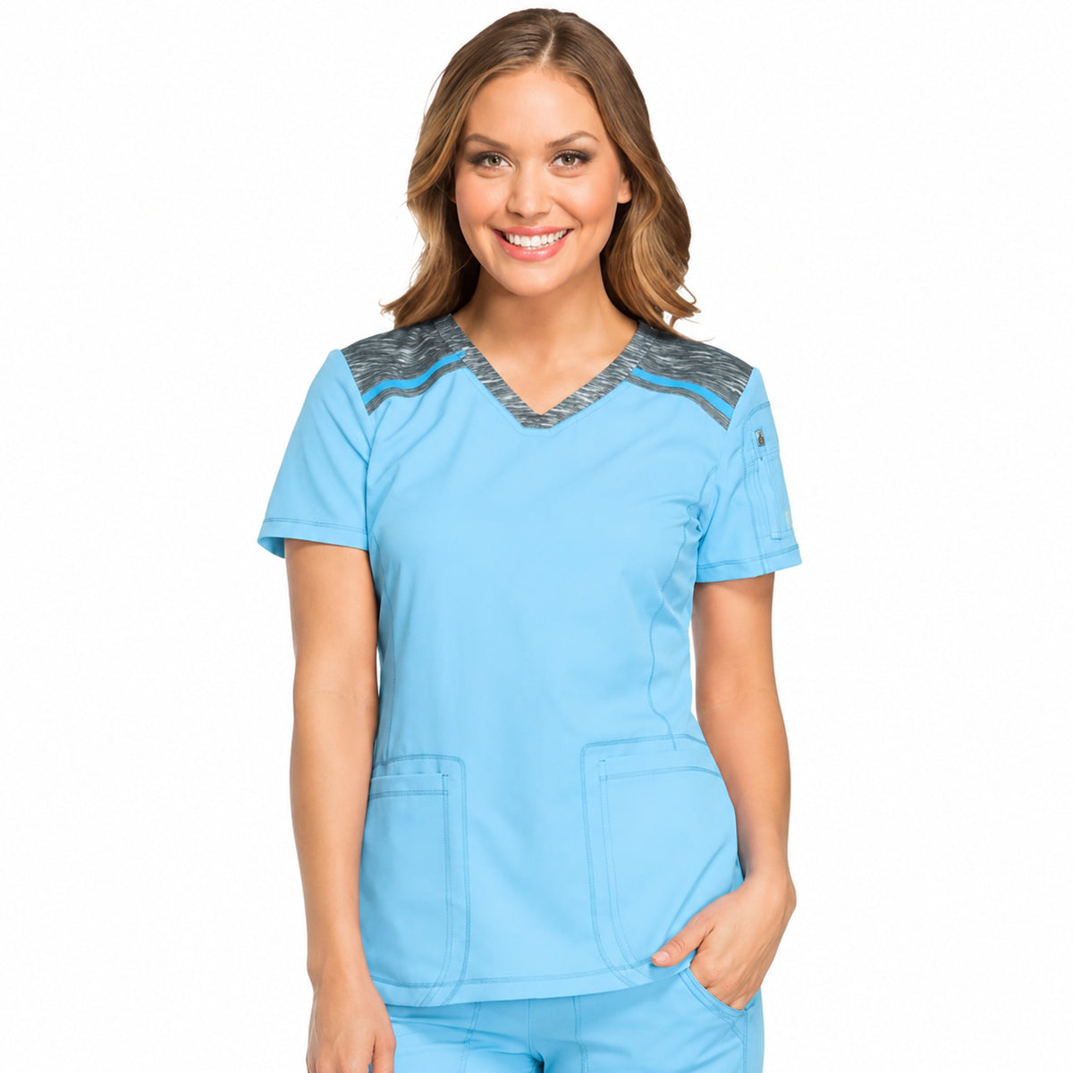 Dickies DK740 filipina quirúrgica para mujer color Blue Ice, vista frontal | color:blue-ice