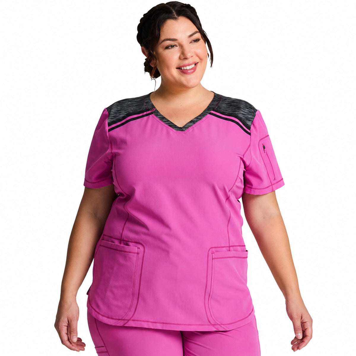 Dickies DK740 filipina quirúrgica para mujer color Techno Pink, vista frontal | color:techno-pink