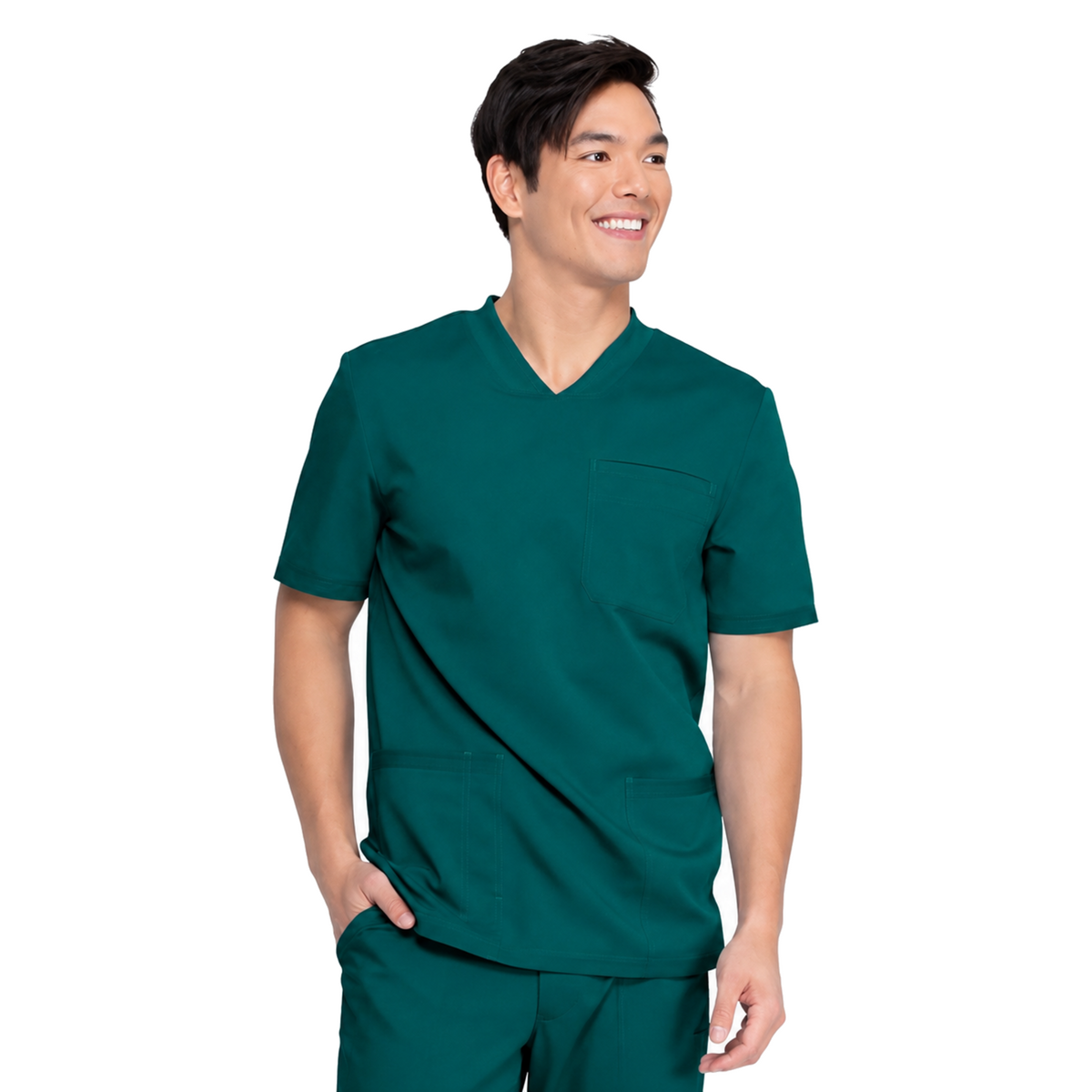Filipina quirúrgica Dickies DK845 para hombre color Verde botella, vista frontal | color:verde-botella