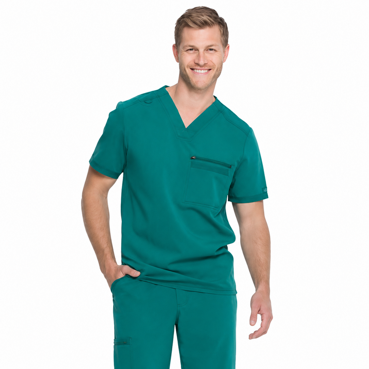 Filipina quirúrgica Dickies DK865 para hombre color Verde botella, vista frontal | color:verde-botella