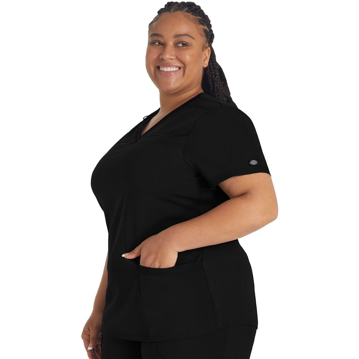 Filipina médica Dickies DK870 Balance para mujer talla extra Negra, vista de perfil | color:negra