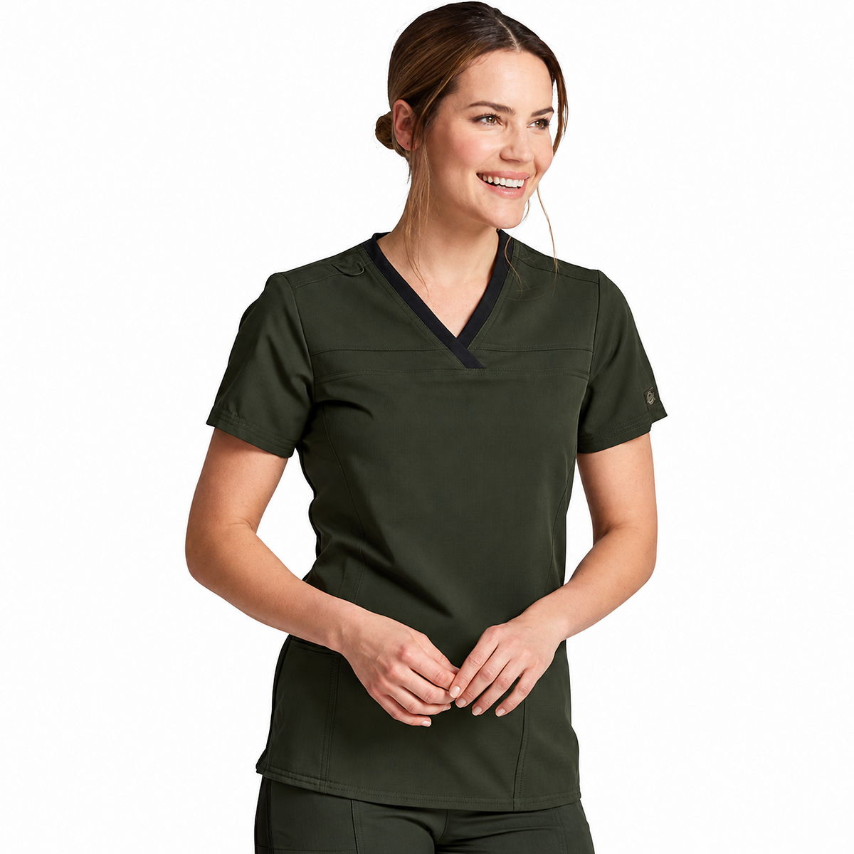 Filipina quirúrgica Dickies DK870 para mujer color Deep Forest, vista tres cuartos | color:deep-forest