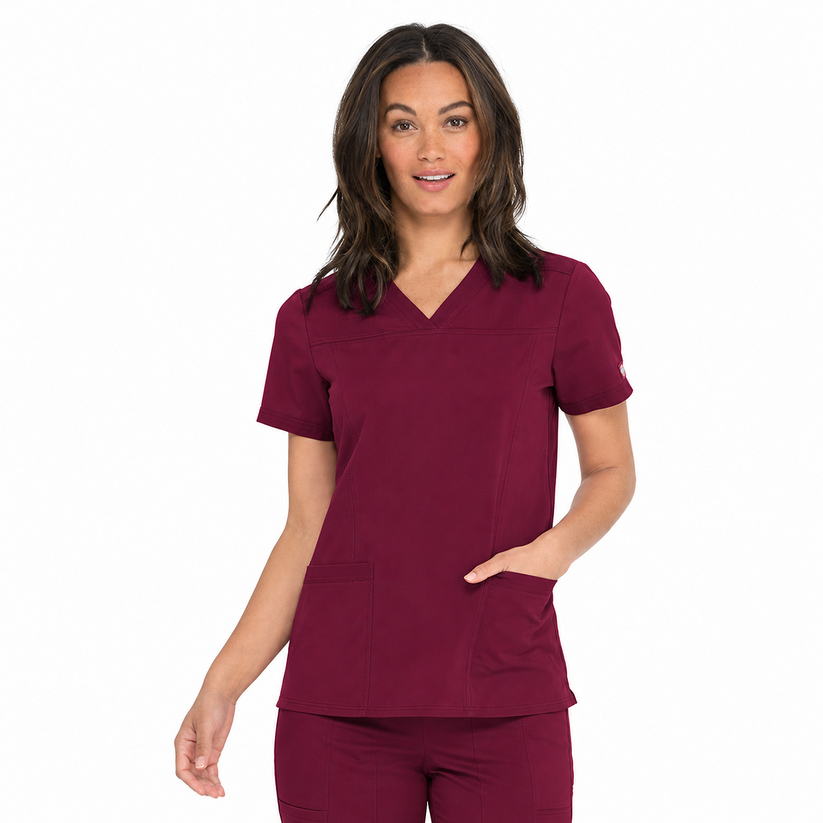 Filipina quirúrgica Dickies DK870 para mujer color Vino, vista frontal | color:vino
