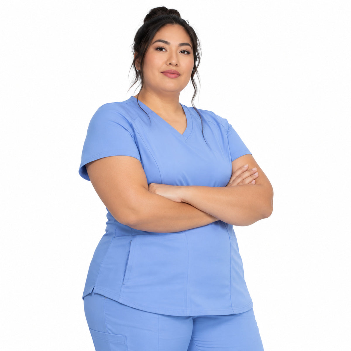 Filipina médica Dickies DK875 para mujer talla extra azul cielo, vista frontal | color:azul-cielo