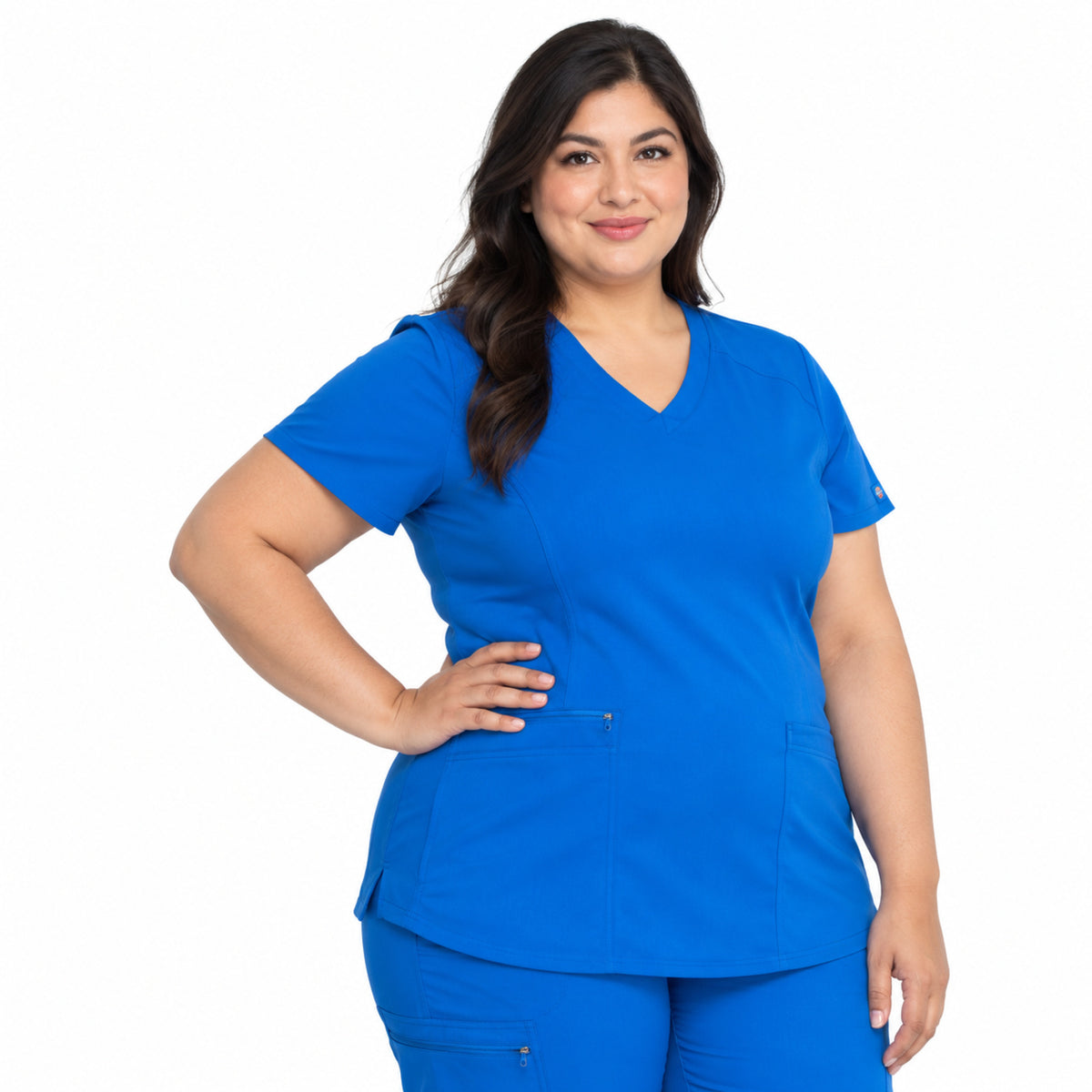 Filipina médica Dickies DK875 para mujer talla extra azul rey, vista frontal | color:azul-rey