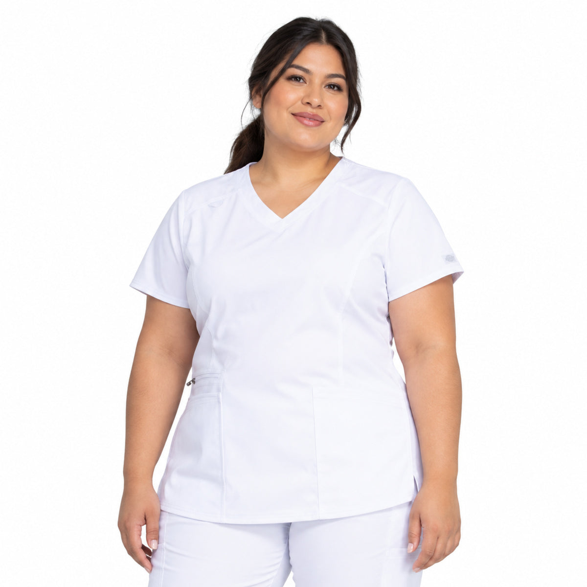 Filipina médica Dickies DK875 para mujer talla extra blanca, vista frontal | color:blanca