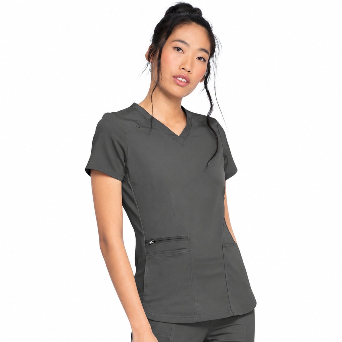 Filipina médica Dickies DK875 Balance para mujer, color Gris Oxford, vista tres cuartos | color:gris-oxford