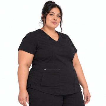 Filipina médica Dickies DK875 para mujer talla extra negra, vista frontal | color:negra