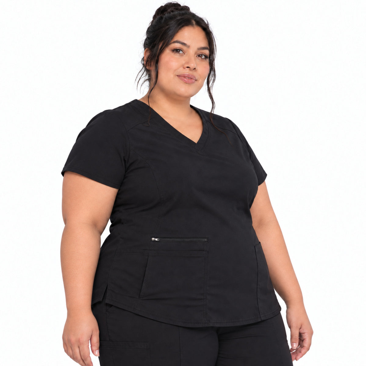 Filipina médica Dickies DK875 para mujer talla extra negra, vista frontal | color:negra