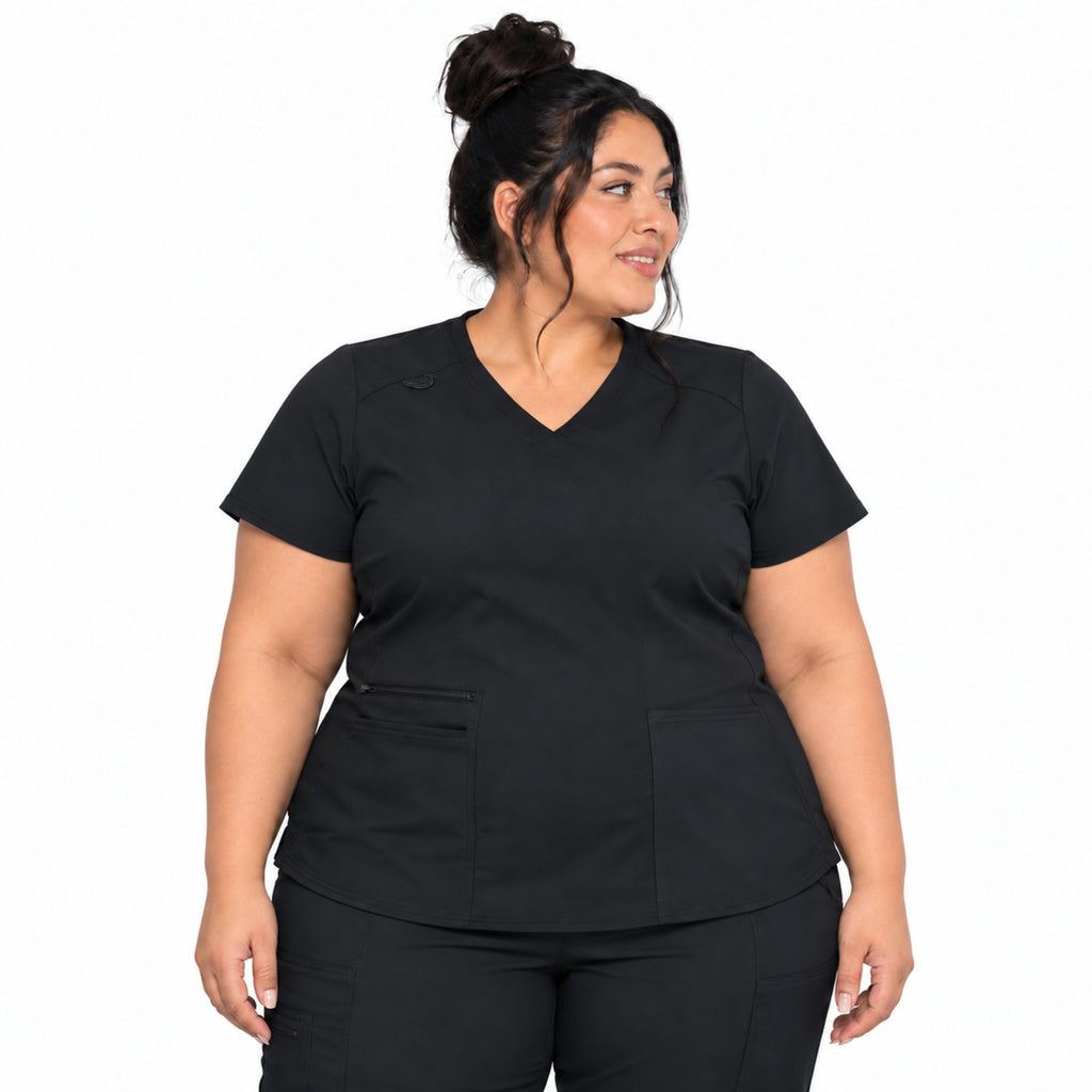 Filipina médica Dickies DK875 para mujer talla extra negra, vista de perfil