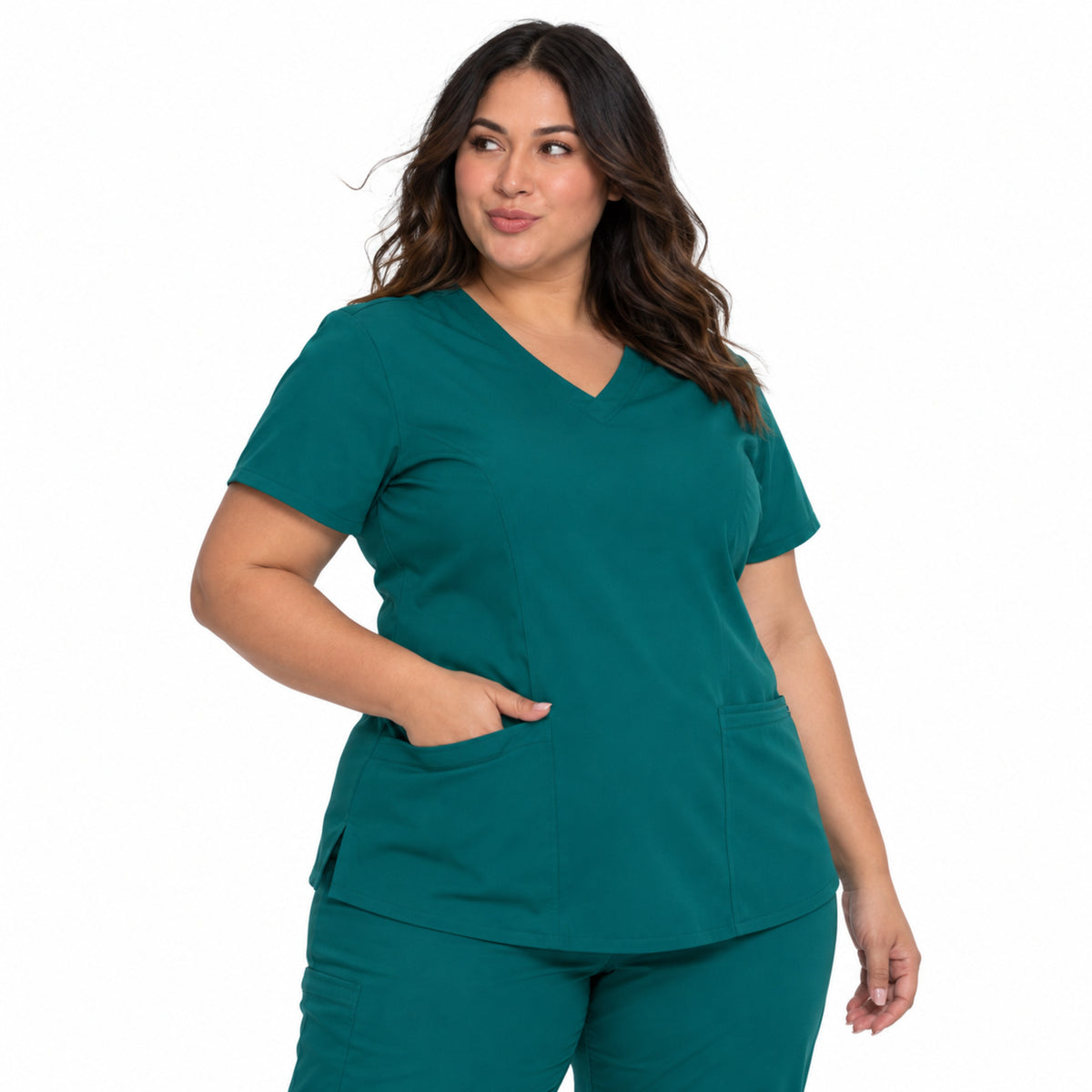 Filipina médica Dickies DK875 para mujer talla extra verde botella, vista frontal | color:verde-botella