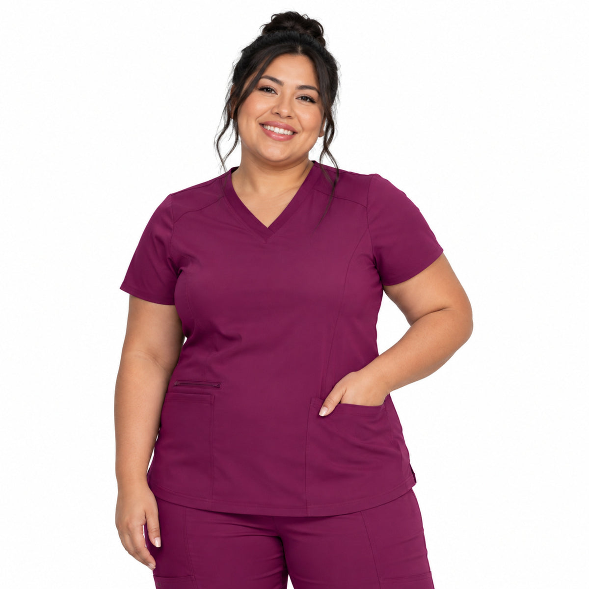 Filipina médica Dickies DK875 para mujer talla extra vino, vista frontal | color:vino