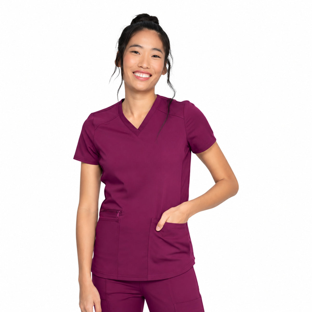 Filipina médica Dickies DK875 Balance para mujer, color Vino, vista frontal | color:vino