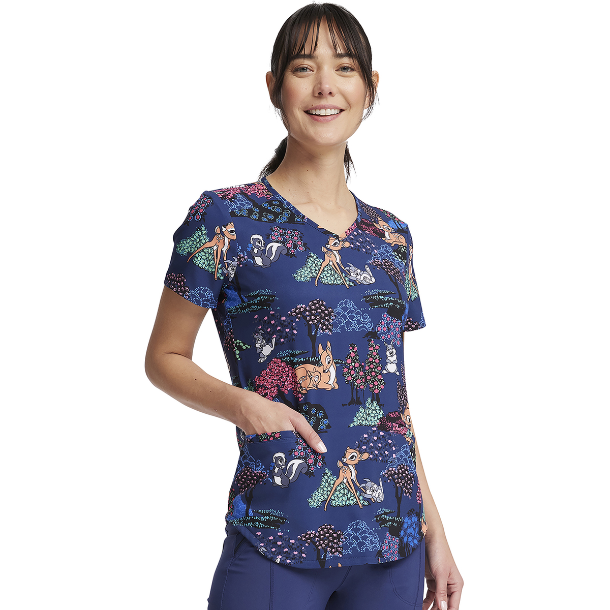 Filipina Disney TF737 para mujer, Bambi y Tambor azul marino, frontal | color:bawg-azul-marino