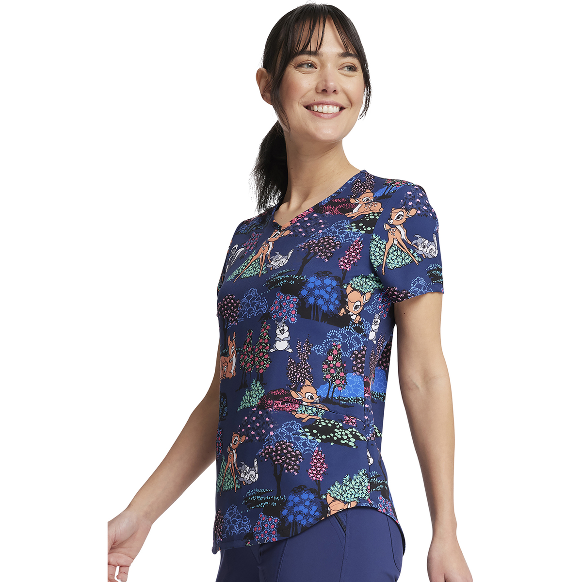 Filipina Disney TF737 para mujer, Bambi y Tambor azul marino, perfil derecho | color:bawg-azul-marino