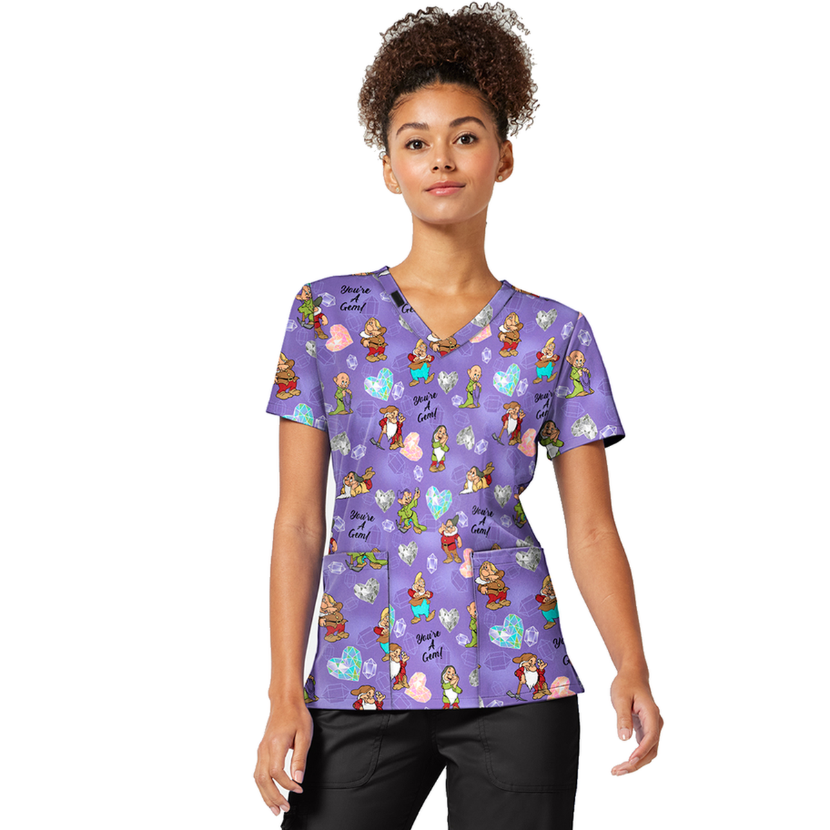 Filipina quirúrgica Disney TF796 Siete Enanos My Little Gem para mujer, frontal encuadre bajo manos | color:guyg-my-little-gem