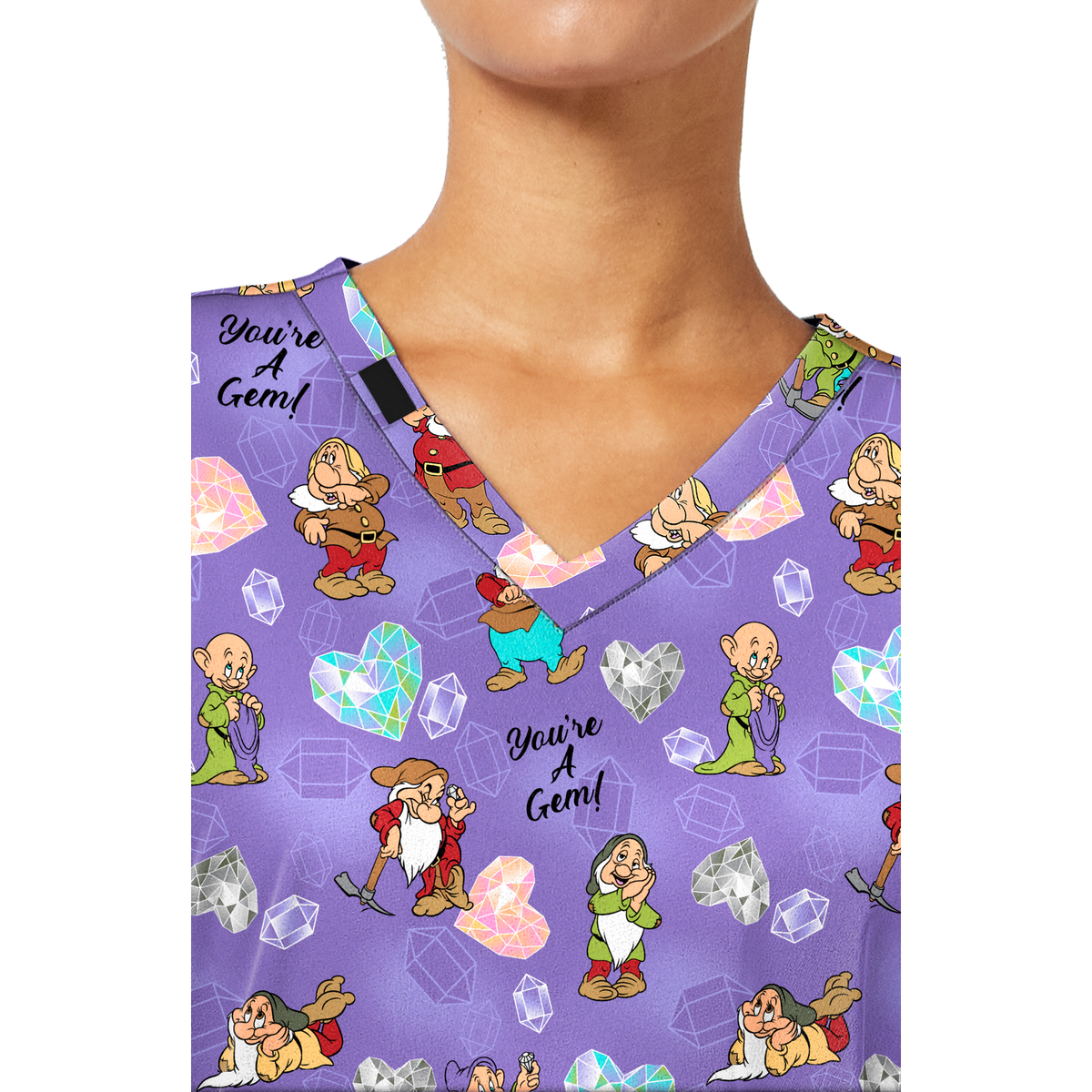 Filipina quirúrgica Disney TF796 Siete Enanos My Little Gem para mujer, detalle cuello | color:guyg-my-little-gem