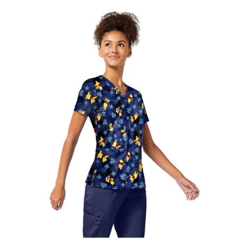 Filipina Quirúrgica Disney Tf796 Winnie Pooh Mujer #mlpos_2 | Color: PHDP - Winnie Pooh Plaid Petals #color_phdp_-_winnie_pooh_plaid_petals
