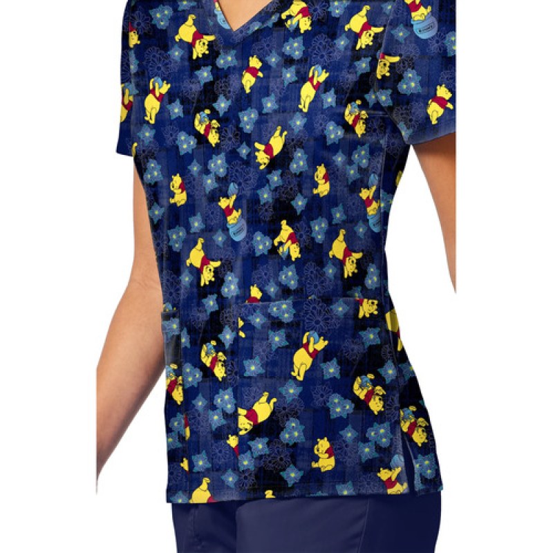 Filipina Quirúrgica Disney Tf796 Winnie Pooh Mujer #mlpos_6 | Color: PHDP - Winnie Pooh Plaid Petals #color_phdp_-_winnie_pooh_plaid_petals
