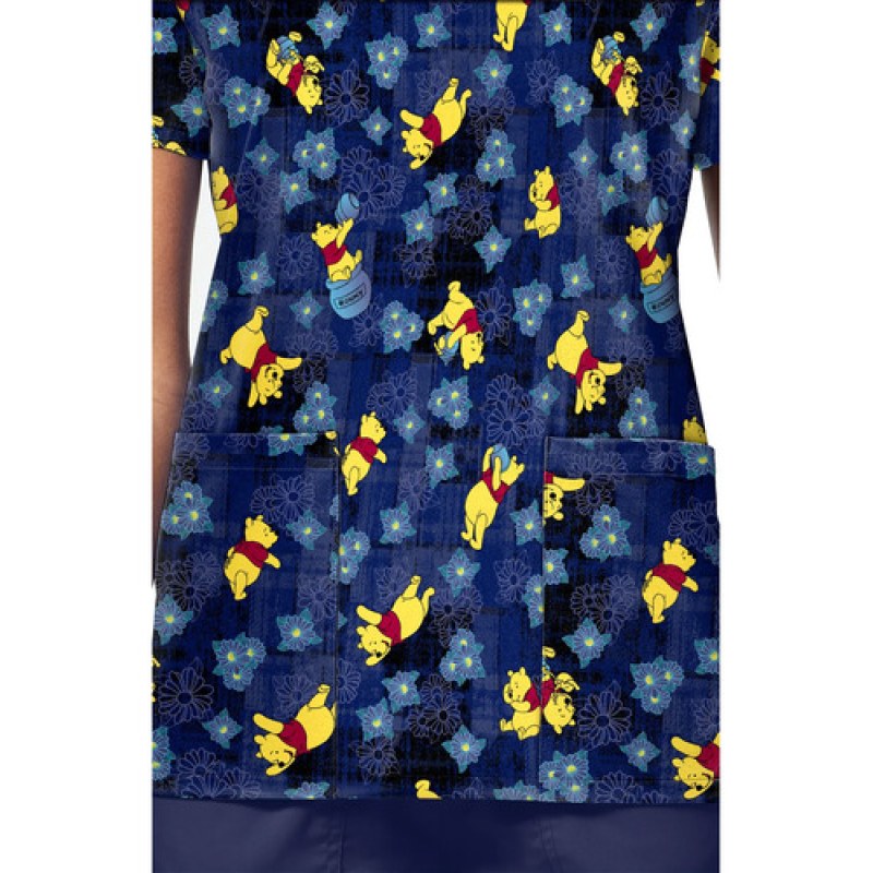 Filipina Quirúrgica Disney Tf796 Winnie Pooh Mujer #mlpos_7 | Color: PHDP - Winnie Pooh Plaid Petals #color_phdp_-_winnie_pooh_plaid_petals